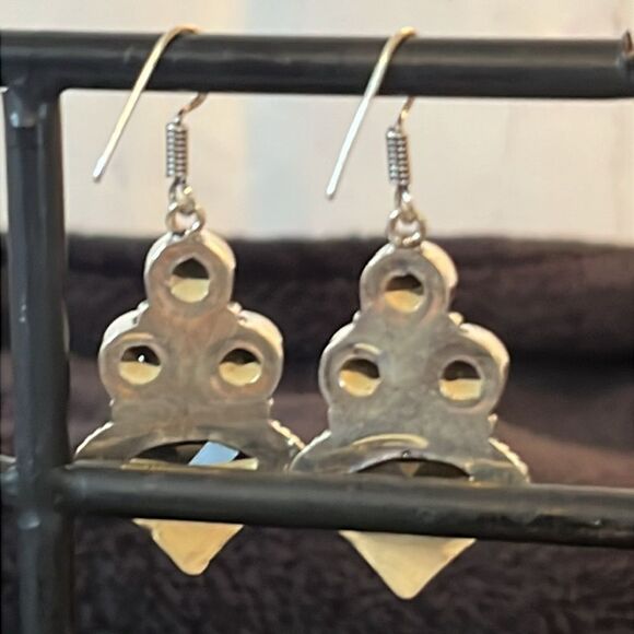 NWT NATURALSMOKY CITRINE DANGLE EARRINGS 925 STERLING SILVER 50carats. - Picture 5 of 11